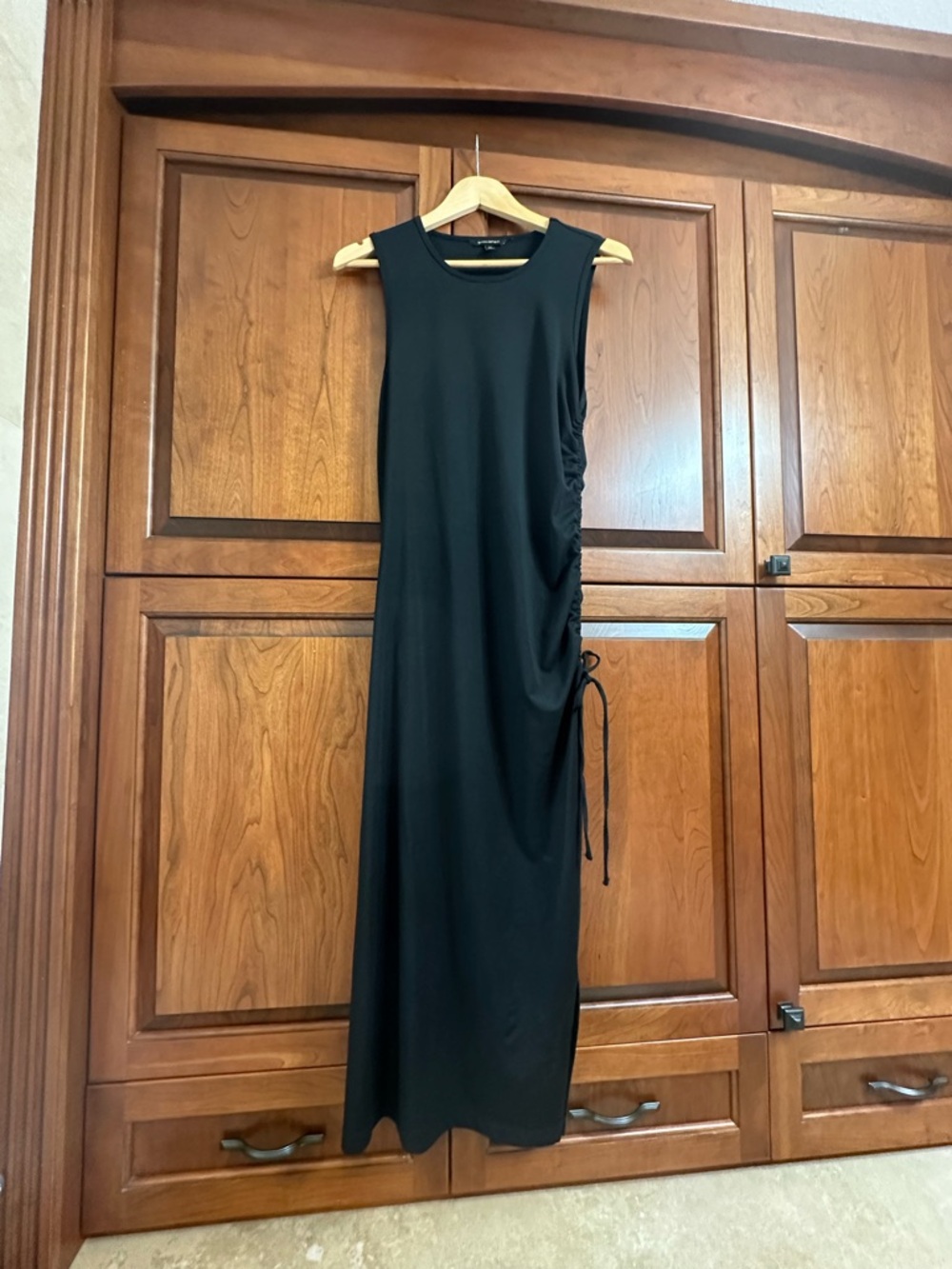 Banana Republic Black Sleeveless Side-Ruche Maxi Dress